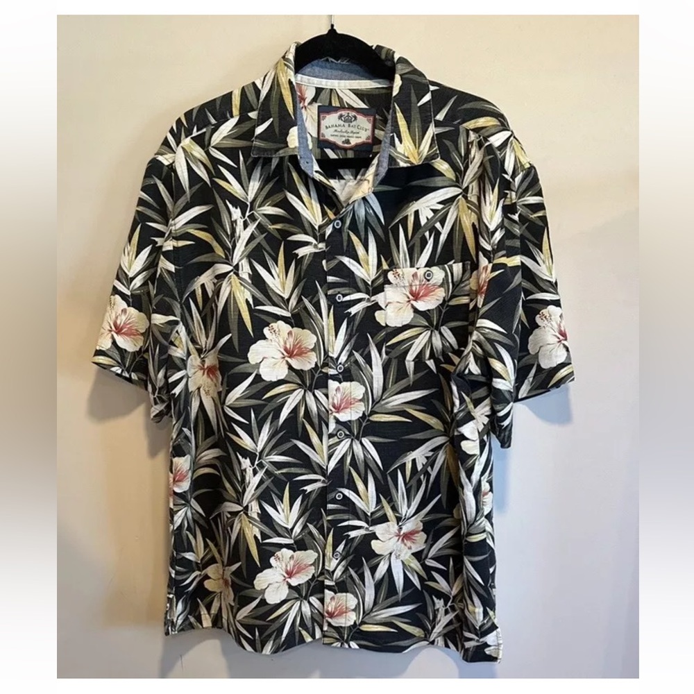 Aloha Friday Bahama Bay Club Men’s Hibiscus Hawaiian Shirt Size Large - Picture 2 of 14
